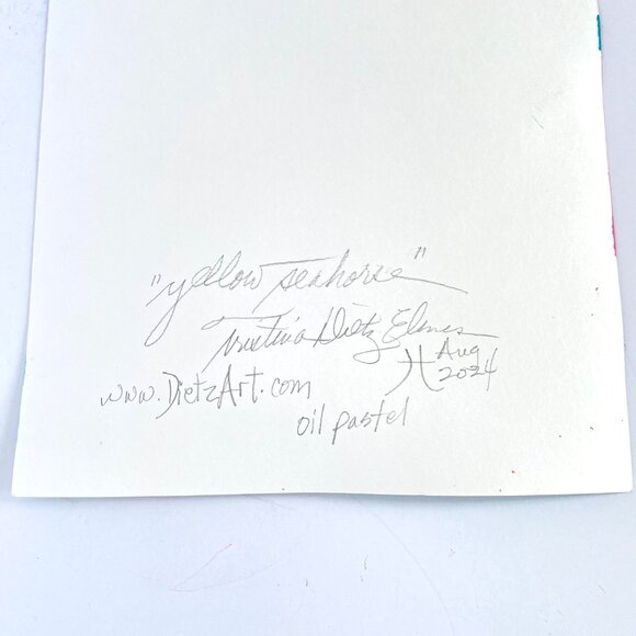 Yellow Seahorse Underwater Original Painting Acrylic Wall Art 11x14in Matted - Picture 10 of 10